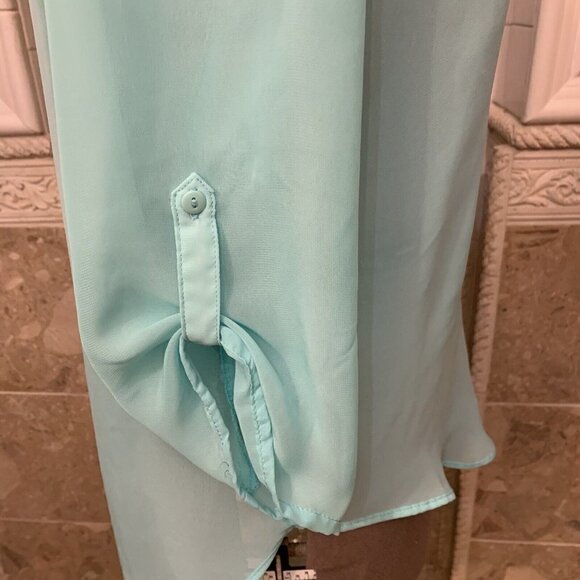 Penelope. Sz Large. Sheer Chiffon 3/4 Sleeve Pullover/Placket. Asymetric. B73 - Picture 5 of 6